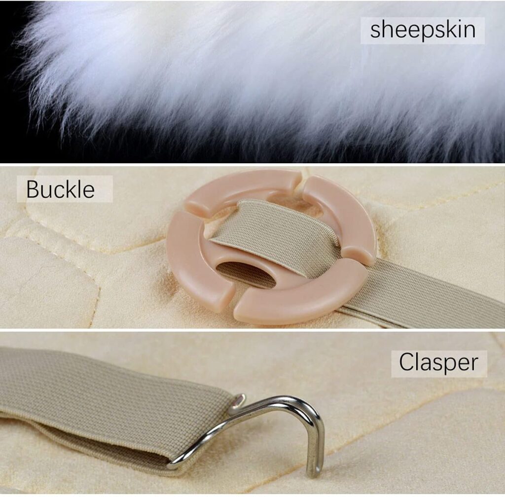 OKAYDA Natural Sheepskin Car Seat Cover Fluffy Square seat Cushion Universal Size Fit for Most Car, Truck, SUV, or Van (White)