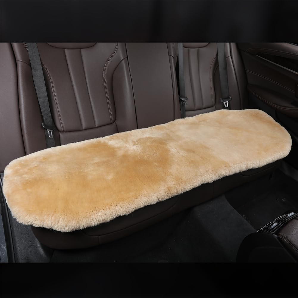 Fluffy Genuine Australia Sheepskin Car Seat Cover for Auto Interior Accessories with Soft Fuzzy Wool Eco-Friendly Natural Fur Non-Slip (Black, Front)