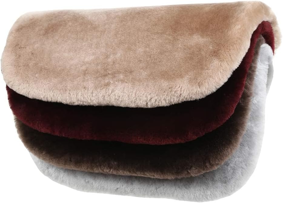 MLOVESIE Genuine Sheepskin Auto Seat Cushion, Australian Natural Wool Seat Cover Soft Comfort Warm Winter Office Chair Universal Fit (Pearl White, 1 PC Front Seat Cushion)
