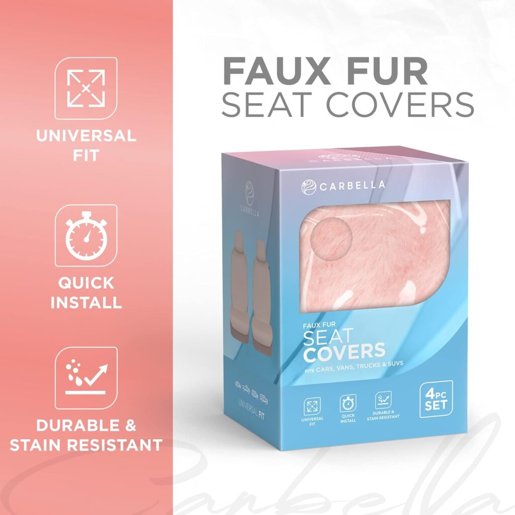 Sheepskin Car Seat Covers for Women, 2-Pack Faux Fur Car Seat Covers Front Seats Only, Cute Automotive Seat Covers For Cars for Women, Car Accessories for Women (Gray)
