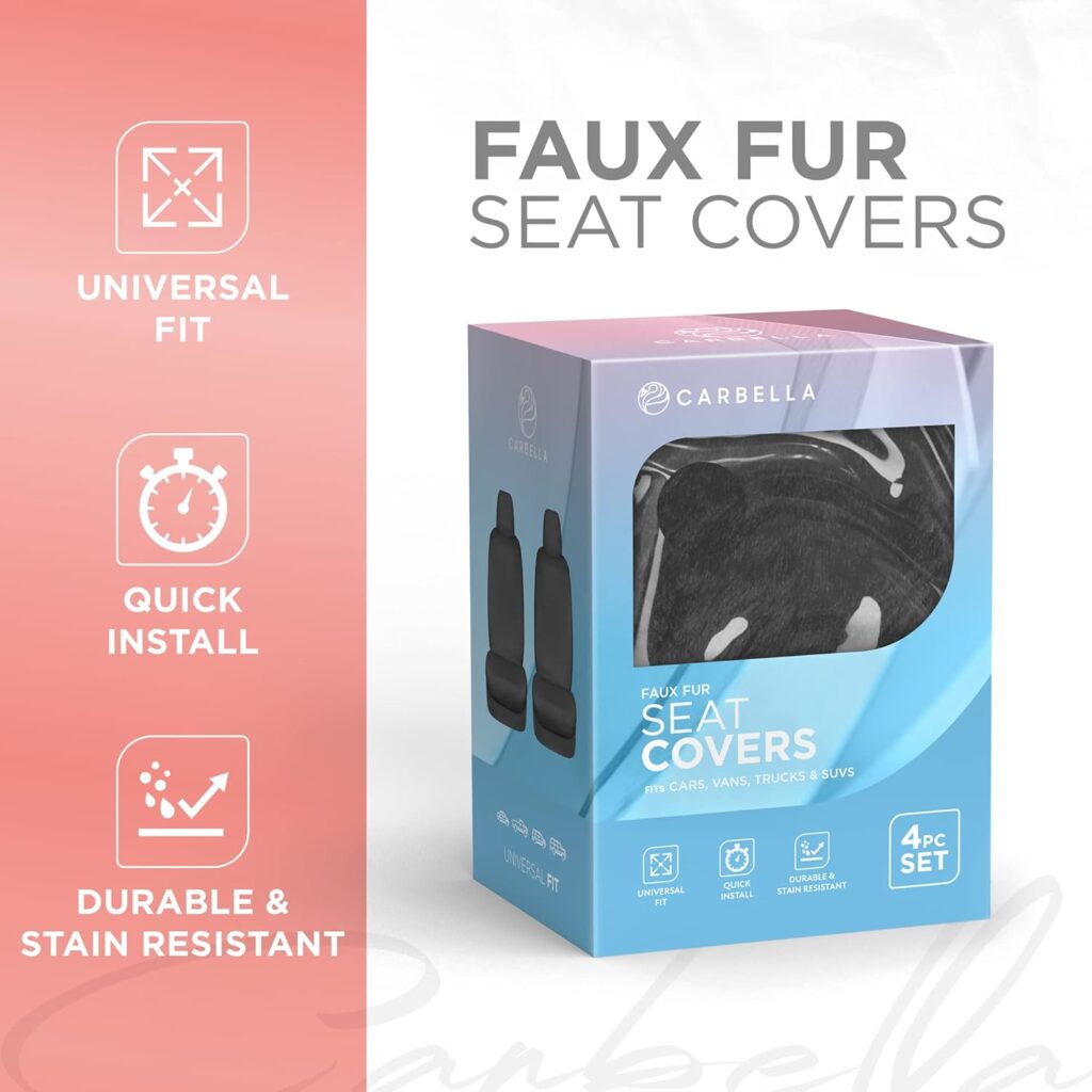 Sheepskin Car Seat Covers for Women, 2-Pack Faux Fur Car Seat Covers Front Seats Only, Cute Automotive Seat Covers For Cars for Women, Car Accessories for Women (Gray)