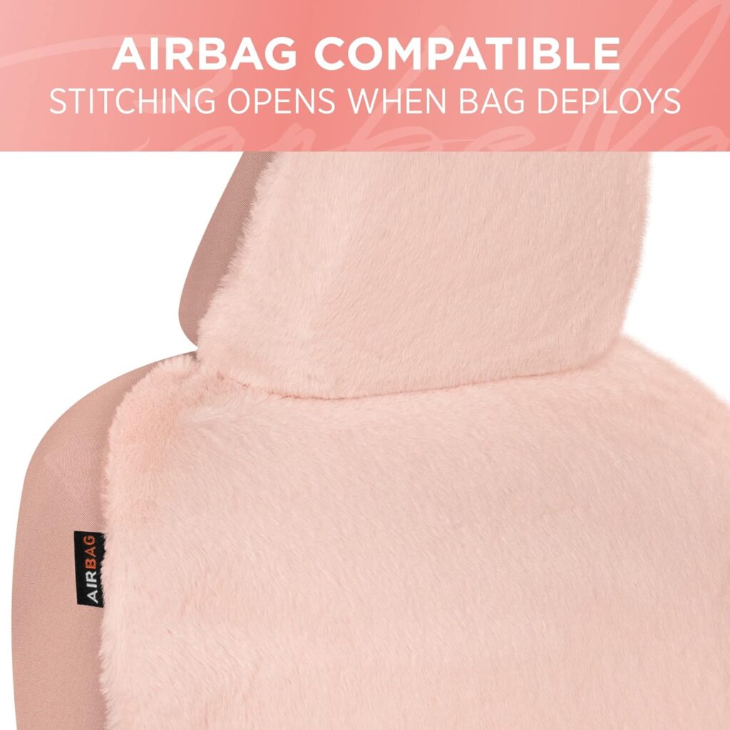 Sheepskin Car Seat Covers for Women, 2-Pack Faux Fur Car Seat Covers Front Seats Only, Cute Automotive Seat Covers For Cars for Women, Car Accessories for Women (Gray)