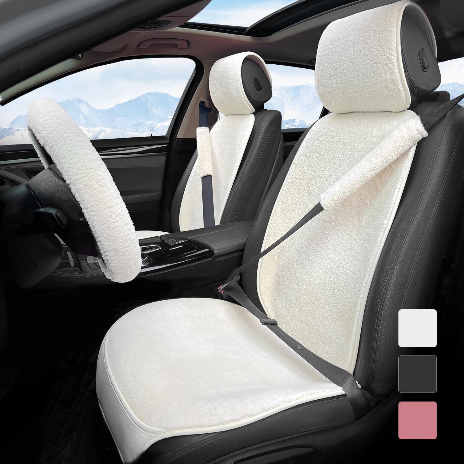 2 Pack Short Plush Sheepskin Car Seat Cover Review
