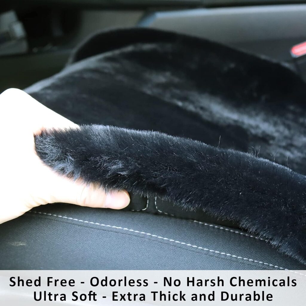 Champlus Car Seat Cover Silky Soft Automotive Seat Cover, Faux Sheepskin Fur Wool Car Seat Cushion, Universal Fits Cars, SUVs, Trucks Minivans, Easy Installation, Comfortable and Durable, 1pc - Gray