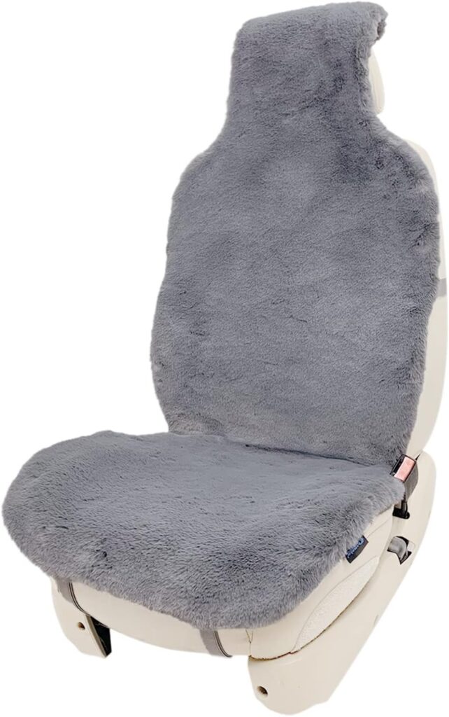 Champlus Car Seat Cover Silky Soft Automotive Seat Cover, Faux Sheepskin Fur Wool Car Seat Cushion, Universal Fits Cars, SUVs, Trucks Minivans, Easy Installation, Comfortable and Durable, 1pc - Gray